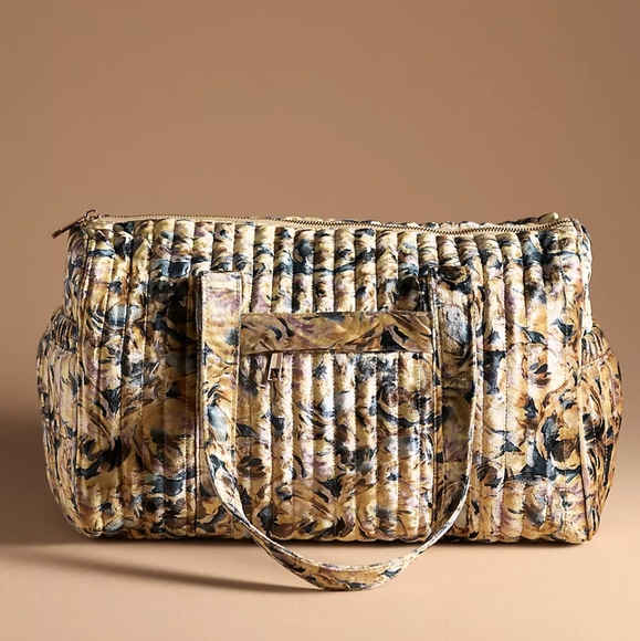 Anthropologie Handbags - Anthropologie Quilted Velvet Weekender Bag